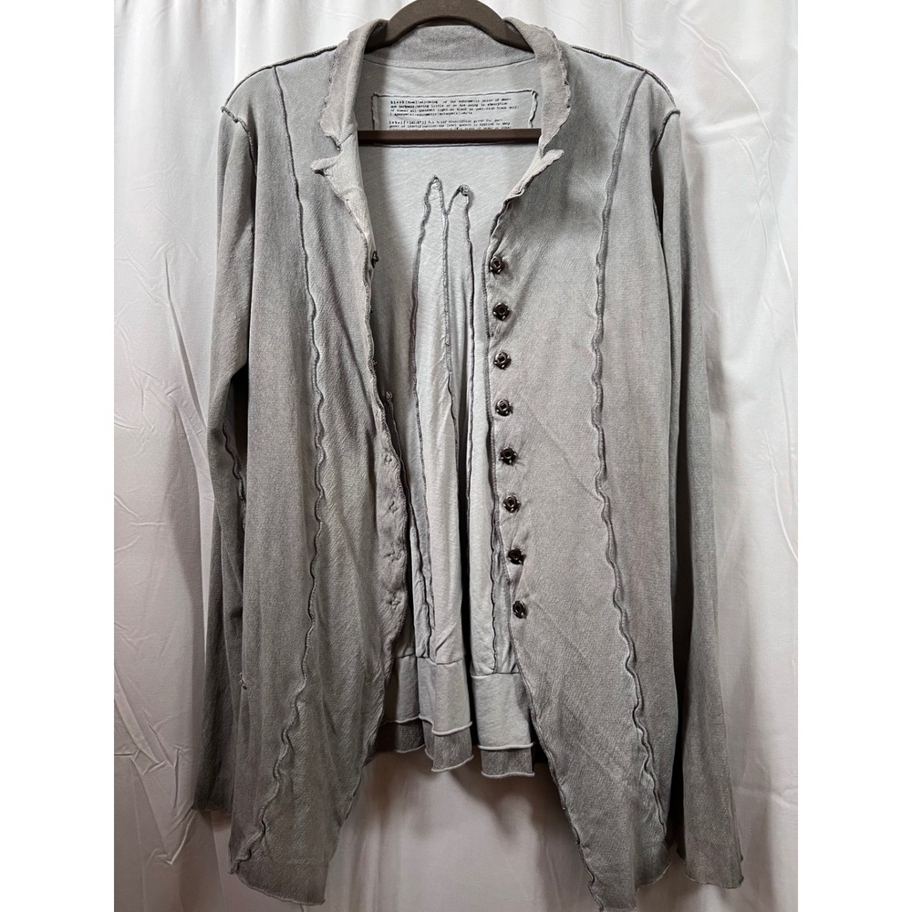 Rundholz Black Label Deconstructed Cardigan Gray Dictionary Print Lagenlook M
